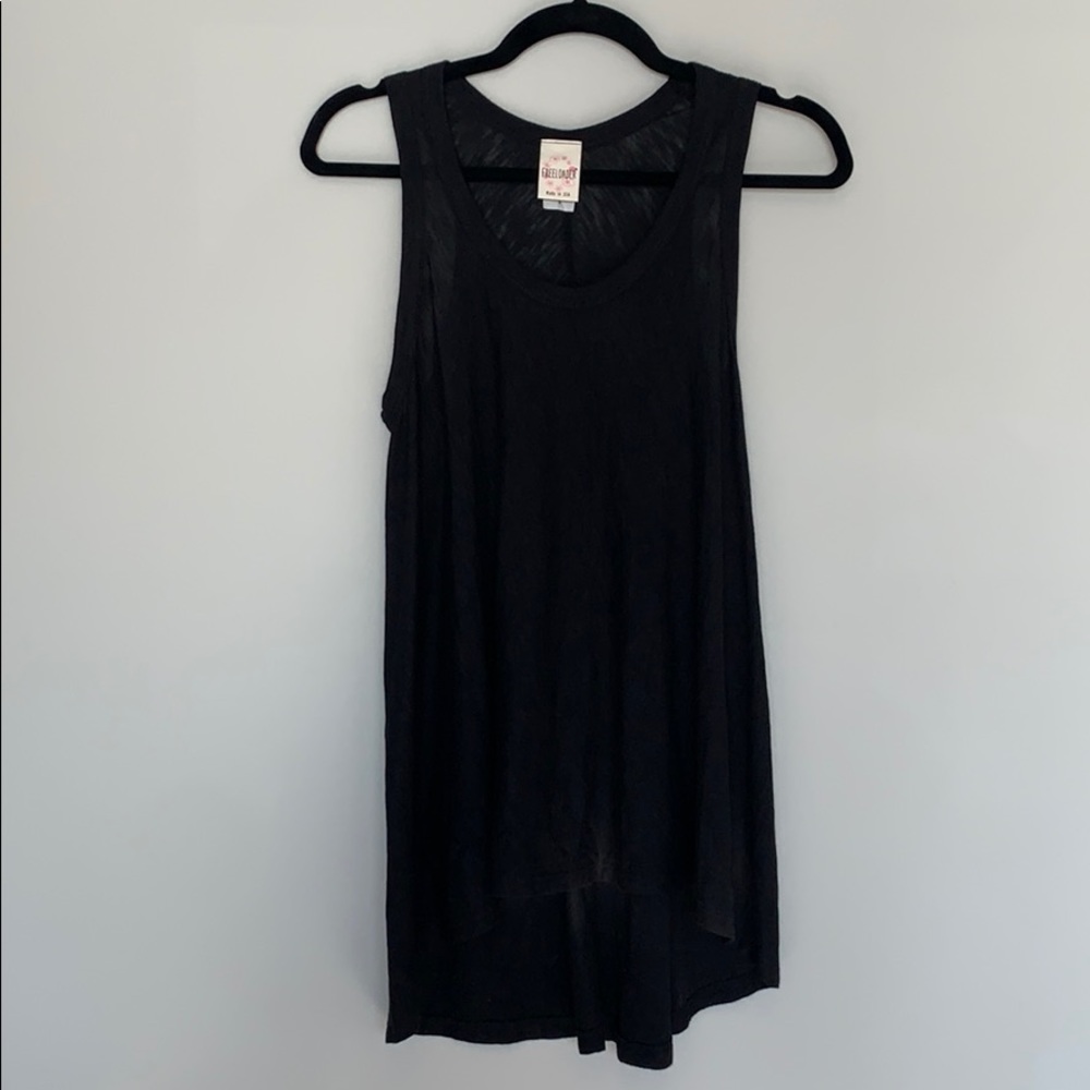 High Low Black Flowy Tank